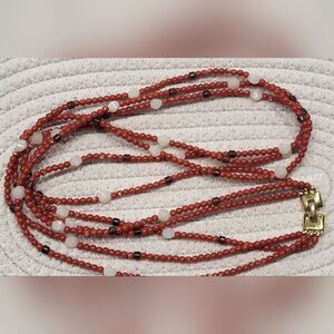 Monet beaded tripple stranded long necklace